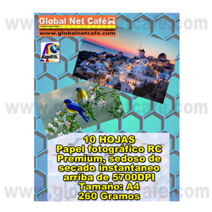 PAPEL FOTOGRAFICO RC PREMIUM 260GMS A4 10HOJAS SEDOSO 100% Nuevo